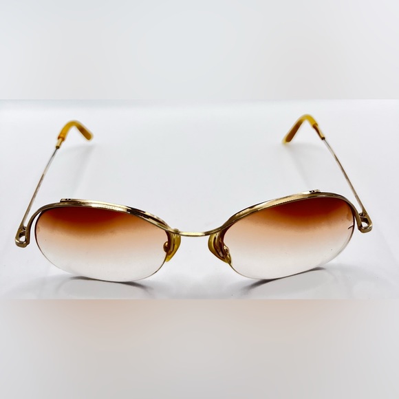 Vintage Logo Paris 110-02 Gold Oval Half-Rim Sunglasses Frames Only - Picture 3 of 8